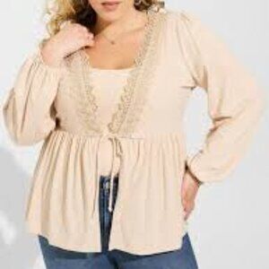 Torrid Lace Cream Cardigan Sweater